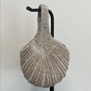 Beaded Mini Bag In Silver & Pink